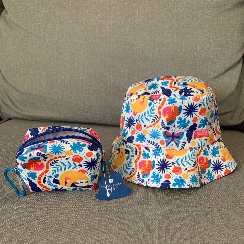 *FINAL* Floppy Tops Baby/Toddler Reversible Sun and Rain Hat with Pouch - NWT!